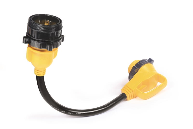 Power Grip Locking Adapter 30M 30F Amp 18" 90 degree