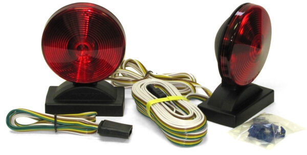 INCANDESCENT TOW LIGHT KIT ROUND MAGNETICNETIC MOUNT RED 4"X5.67"
