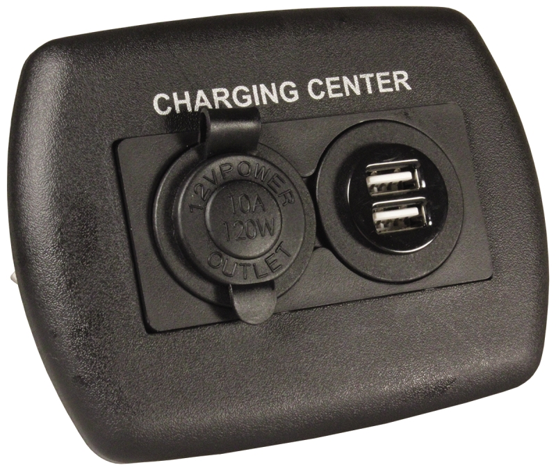 12 Volt/USB Charging Center - Black