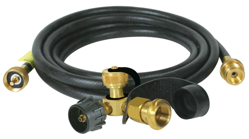 BRASS TEE 90 DEGREE W/3 PORT W/12' EXTENSION HOSE