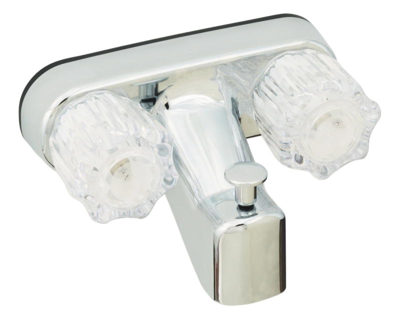 faucet - Tub/Shower 4" Non-metallic w/clear acrylic handles and chrome finish