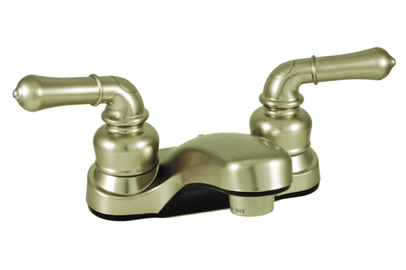 FAUCET - LAVATORY 4" non-metallic w/teapot handles brushed nickel finish