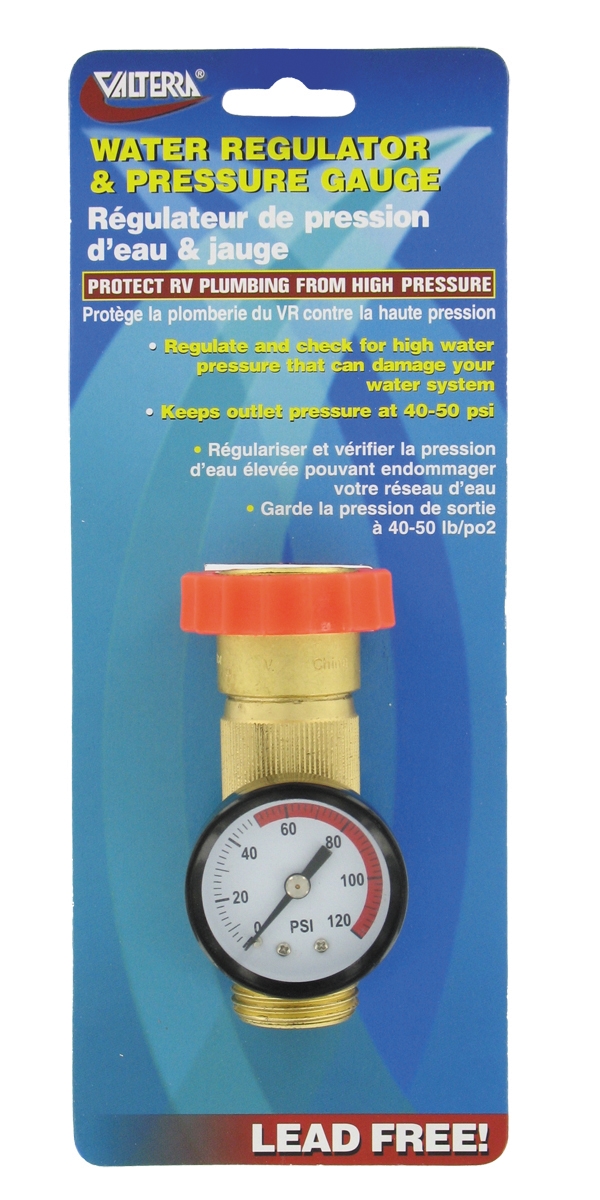 REGULATOR WATER PRESSURE WITH GAUGE COMBO BRASS LEAD FREE - CARDED