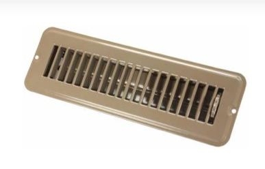 Metal Floor Register  Dampered - 2" x 10" - Brown