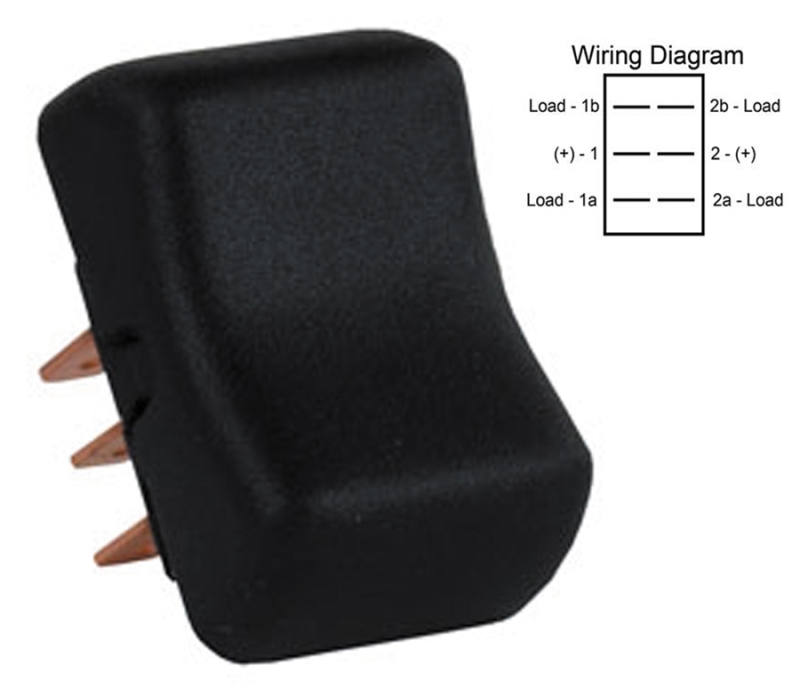- D P D T ON/ OFF/ ON MOMENTARY ROCKER SWITCH  BLACK