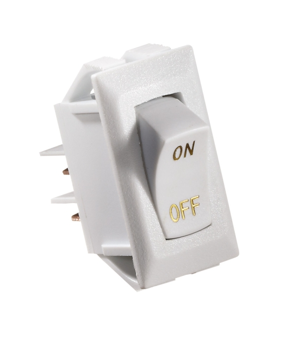Rocker Switch White w/Gold Text 10 Amp  On/Off SPST