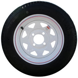 TIRE AND WHEEL ECO TRAIL BIAS PLY 5.30 X 12 LRC; WHITE SPOKE 4 HOLE
