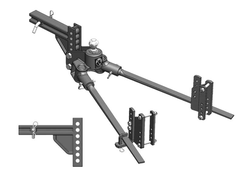 Blue Ox Track Pro Weight Distribution Hitch 1300lb  Underslung  7 Hole Shank