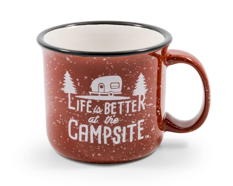 Mug  16 Oz.  Speckled Red "Life Is Better At The Campsite"