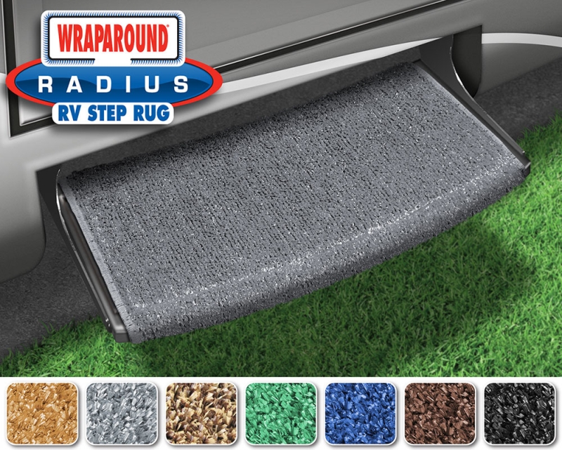 22" WRAPAROUND RADIUS RV STEP RUG  - STONE GRAY