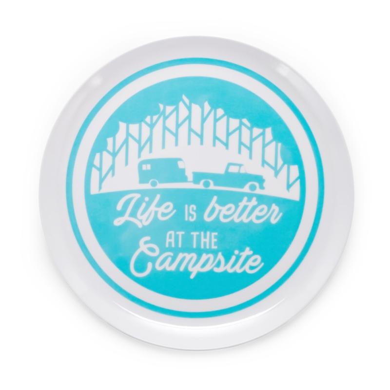 Dinner Plate  Blue Truck & Trailer Pattern "Life Is Better At The Campsite"