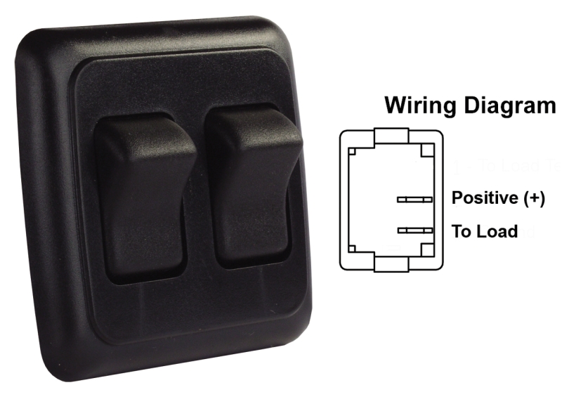 SWITCH ASSEMBLY DOUBLE ON/OFF ROCKER SWITCH WITH BEZEL BLACK
