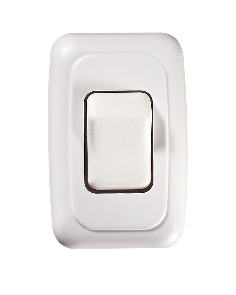 Contoured Wall Switch  White  Single On/Off SPST
