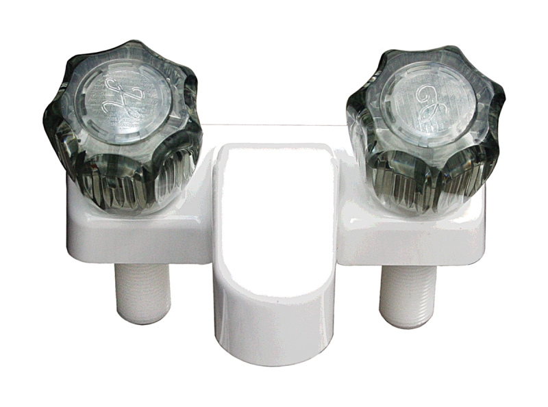 LAVATORY FAUCET 4" WHITE - SMOKE HANDLES