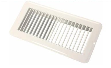 Metal Floor Register  Undampered - 4" x 10" - White