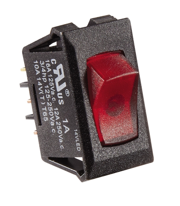 Rocker Switch Illuminated  Black/Red On/Off SPST