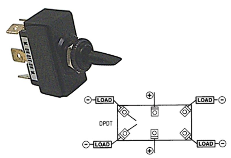 TOGGLE SWITCH MOMENTARY ON - OFF- MOMENTARY ON DPDT 20 AMP