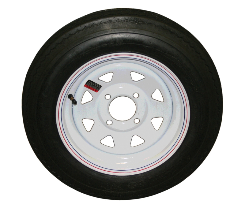 TIRE AND WHEEL ECO TRAIL BIAS PLY 4.80 X 12 LRC; WHITE SPOKE 4 HOLE