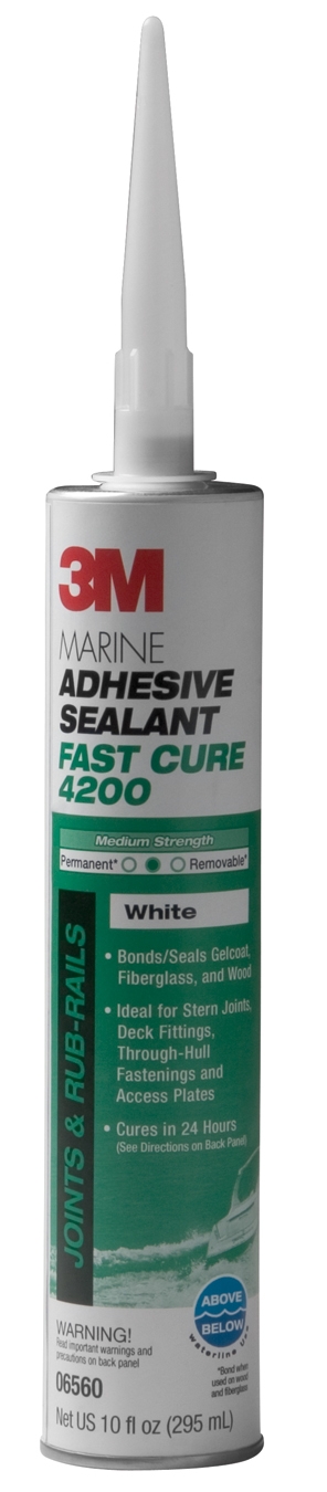 MARINE ADHESIVE/SEALANT FAST CURE 4200 1/10 GALLON Cartridge - - WHITE