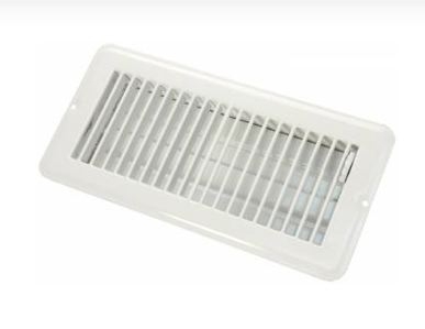 Metal Floor Register  Dampered - 4" X 10" - White