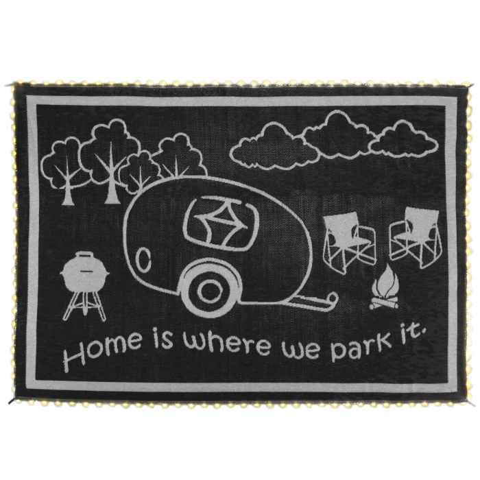 Lighted RV Home Mat 8' x 11' Black/White