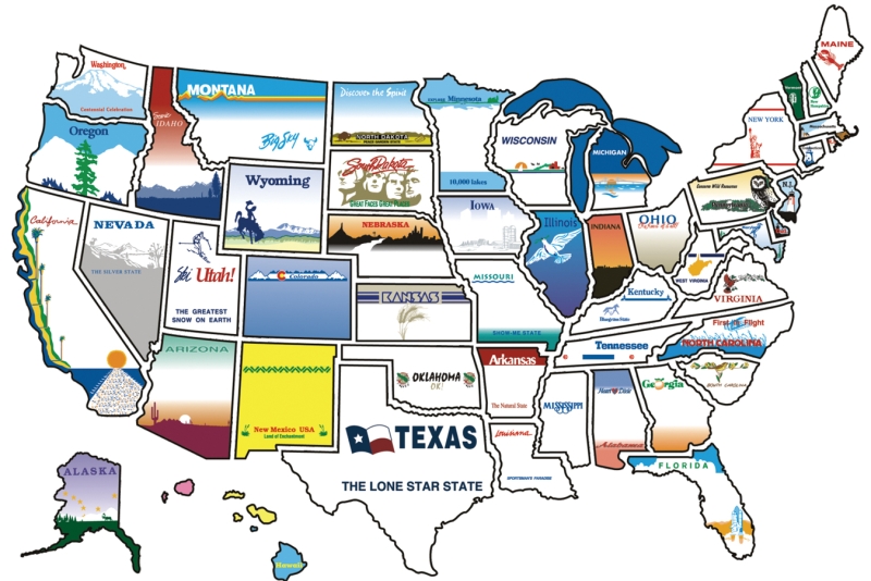 STICKER STATE MAP - REMOVABLE W/ SUCTION CUPS