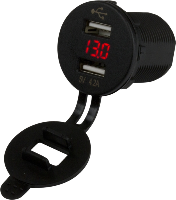 DOUBLE USB SOCKET/VOLTMETER WITH HIDDEN DISPLAY