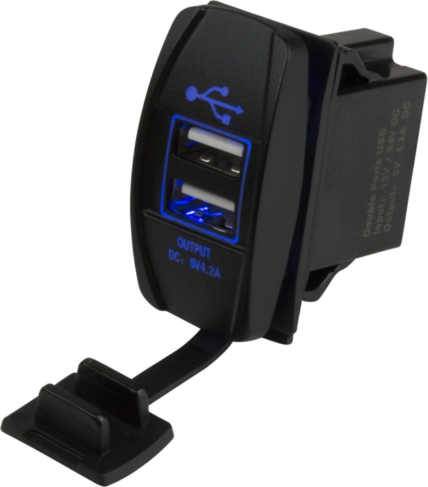 DOUBLE USB ROCKER SWITCH STYLE POWER SOCKET
