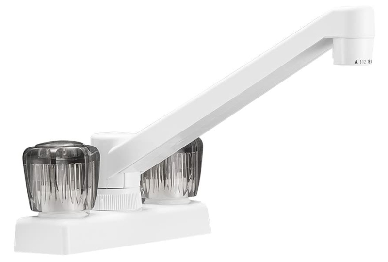 Two Handle 4" Kitchen Spout - Smoked Acrylic Knob Handle