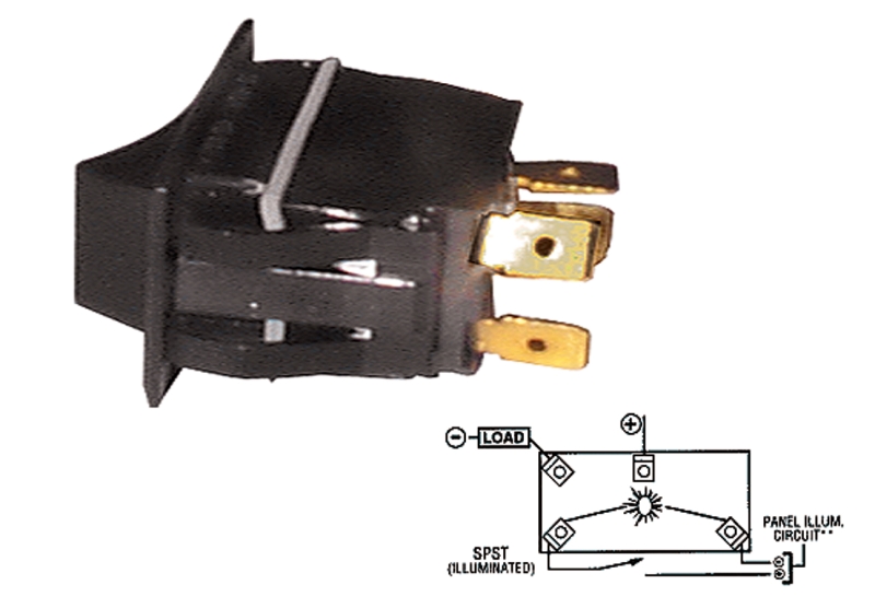 SWITCH - SOFT SPOT ILLUMINATED ROCKER - OFF-ON (SINGLE POLE)
