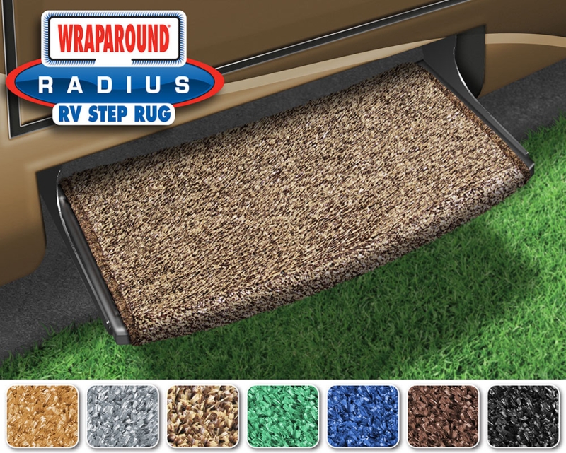 22" WRAPAROUND RADIUS RV STEP RUG - BROWN