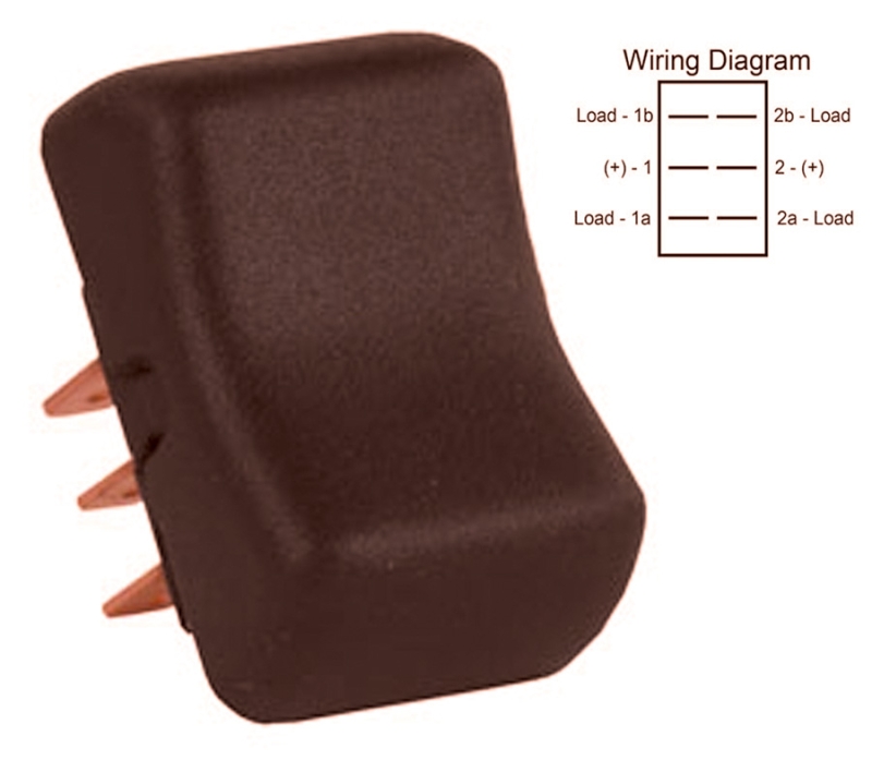 D P D T ON/ OFF/ ON MOMENTARY ROCKER SWITCH  BROWN
