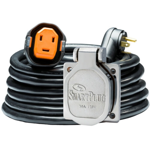 30 Amp - RV Kit - 30' Dual Config Black Cordset with Stainless Steel Power Inlet