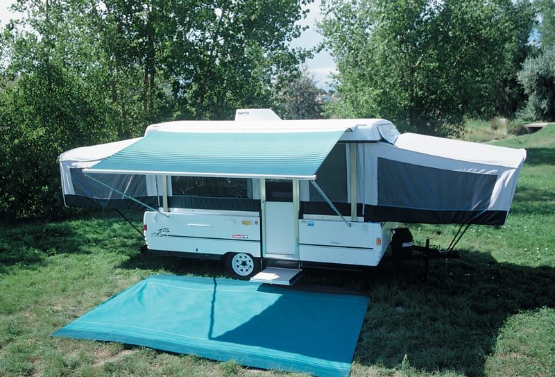 Campout Awning Metric 3.0 Metric 9' 10" Teal Dune Stripe with White Bag