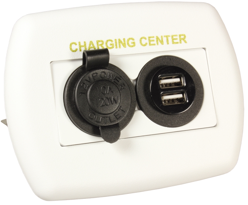 12V / USB Charging Center - White