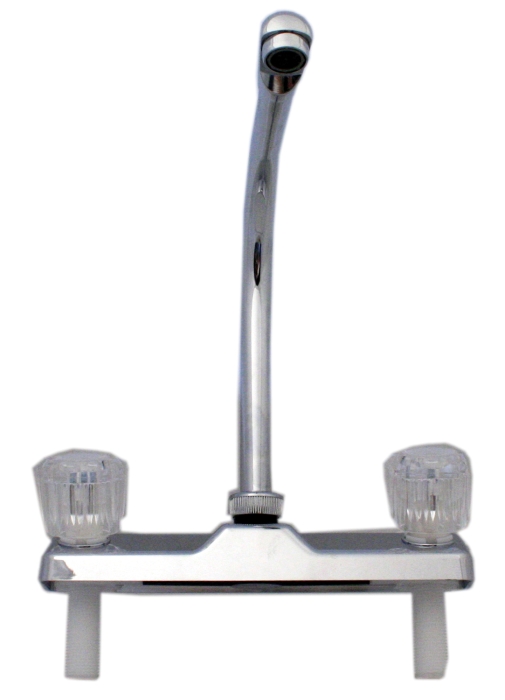 8" CHROME DECK W/ HIGH RISE SPOUT CLEAR HANDLES