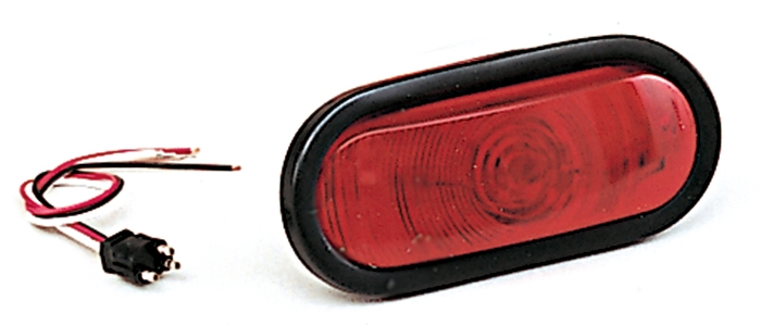 TAIL LIGHT  SEALED  6" RED OVAL W/RUBBER GROMMET