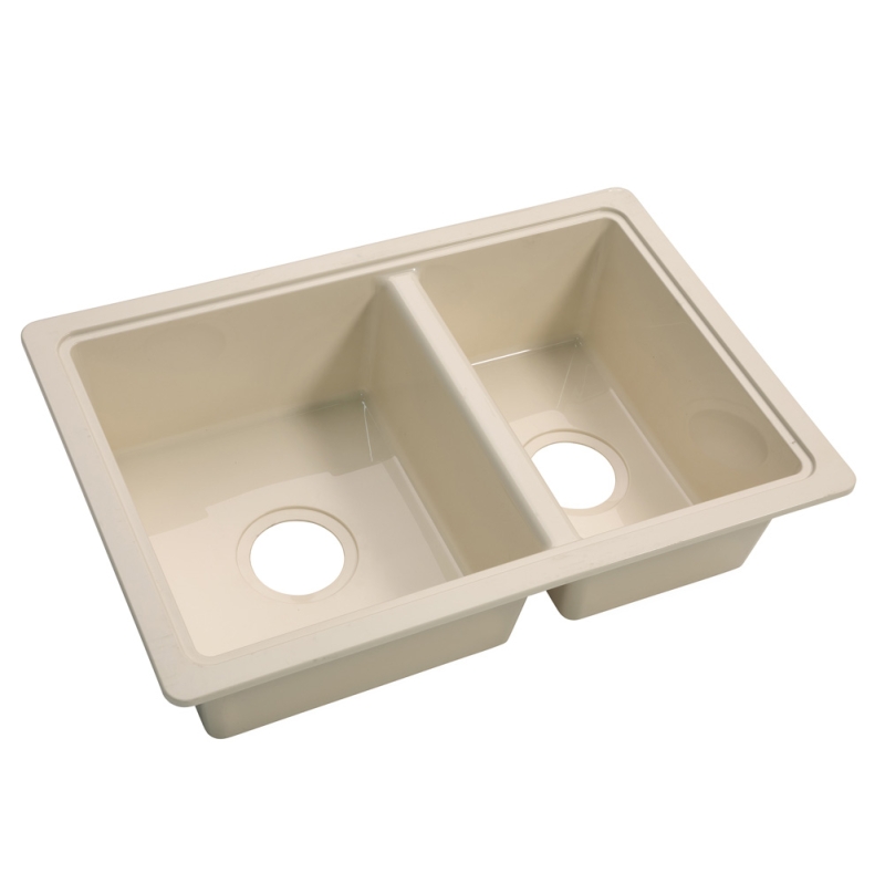 Double Bowl Sink - Parchment - 25" x 17" x 6.6" - ABS
