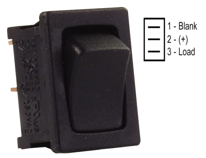 SWITCH MINI ON/OFF BLACK/BLACK 12V 1/PKG