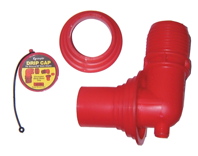 EZ COUPLER 90 DEGREE. SEWER ADAPTER & THREADED ATTACHMENT - CARDED