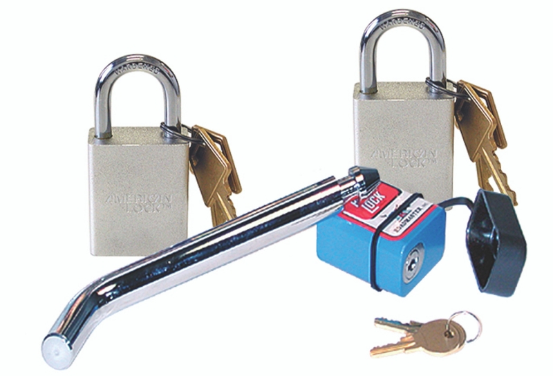 TWO QUICK DISCONNECT LOCKS & ONE HITCH LOCK
