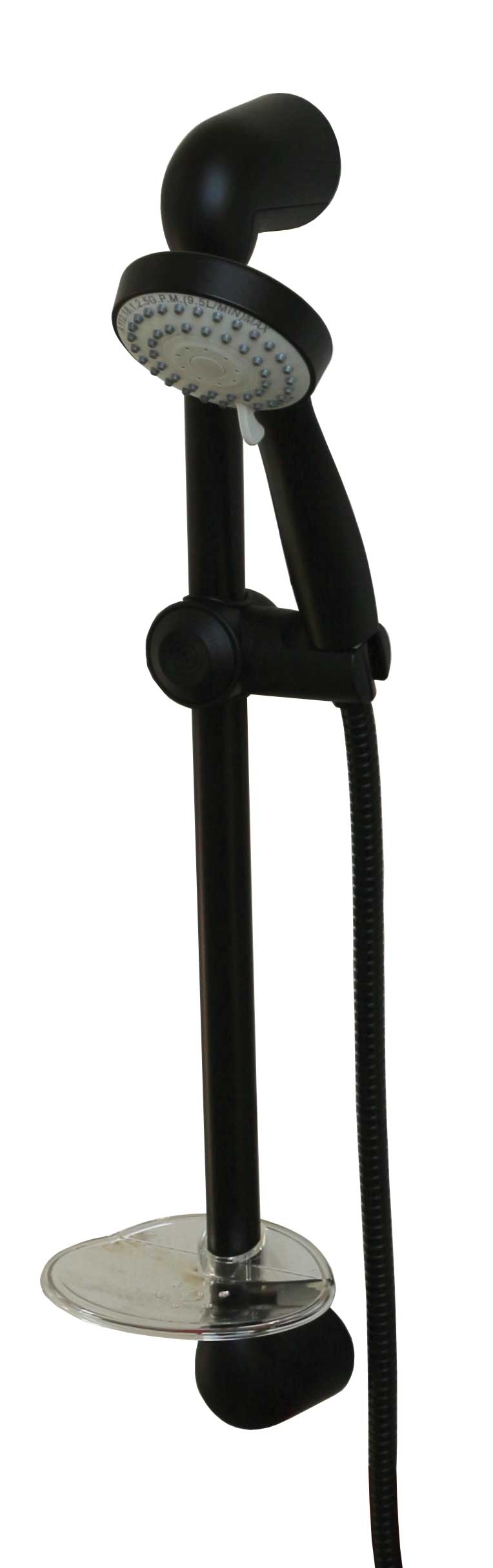 Shower Slide Bar with Shower Hose & Head - Black Matte