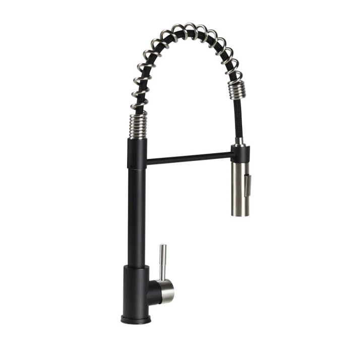 Coiled Pull-Down Faucet - Black/Stainless Steel