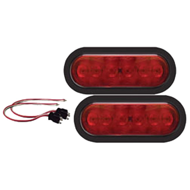 LED TRAILER LIGHT KIT - RED LENS FLEET COUNT 6" OVAL 6 DIODE