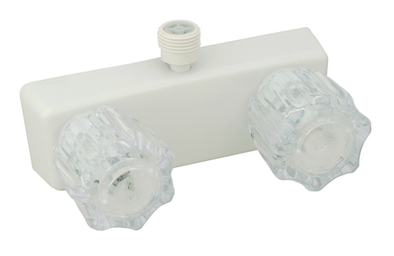Shower Valve - 4" Non-metallic w/clear Acrylic Handles and White Finish
