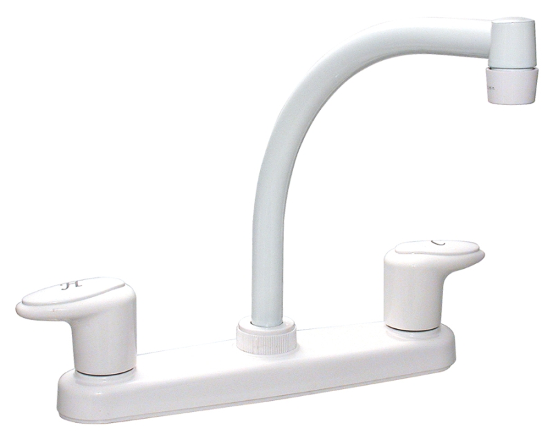 FAUCET - KITCHEN 8" WHITE PLASTIC HI ARC