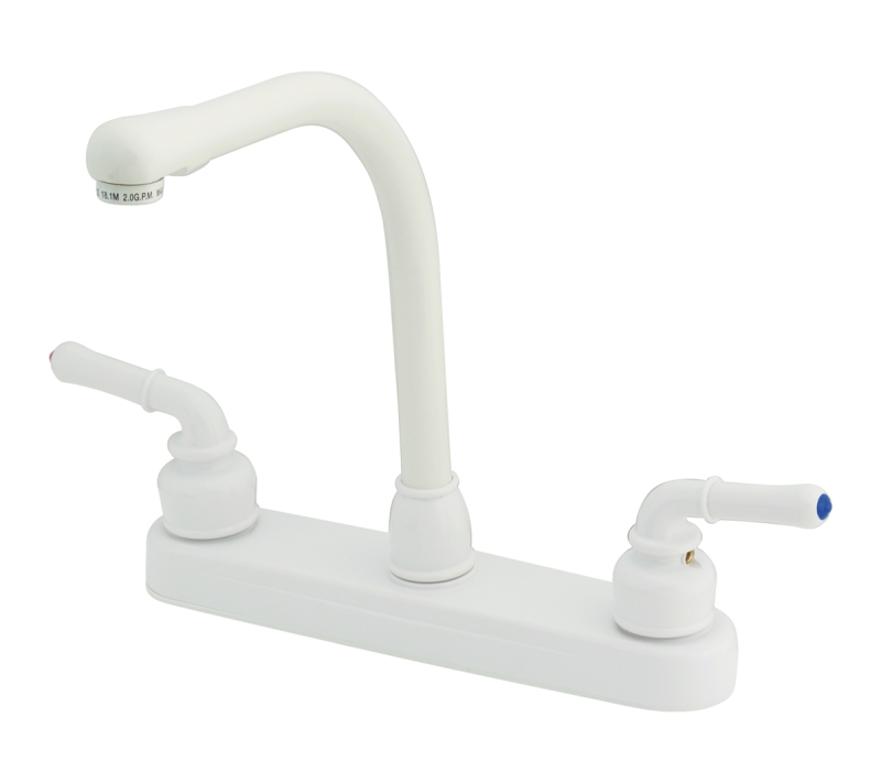 Faucet - 8" Non-metallic w/teapot handles and hi-rise spout white finish