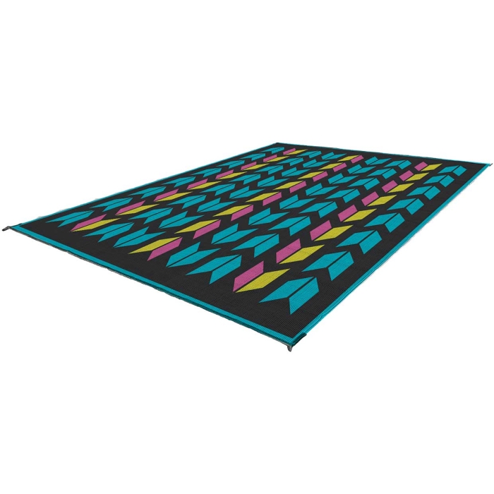 Chevron Lollipop Outdoor Mat 9' x 9' Teal/Pink/Yellow/Black