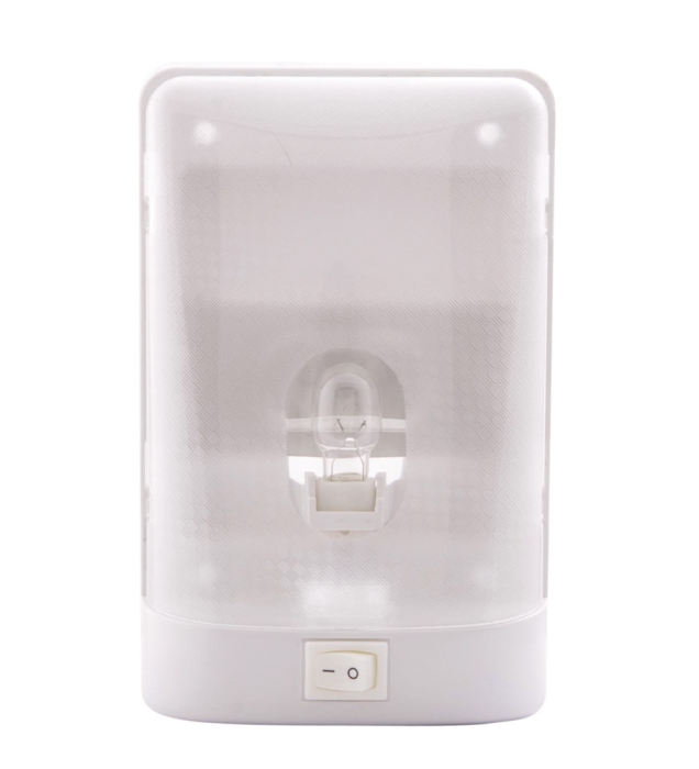 RV INTERIOR EURO STYLE LIGHT SURFACE MOUNT WITH SWITCH CLEAR LENS