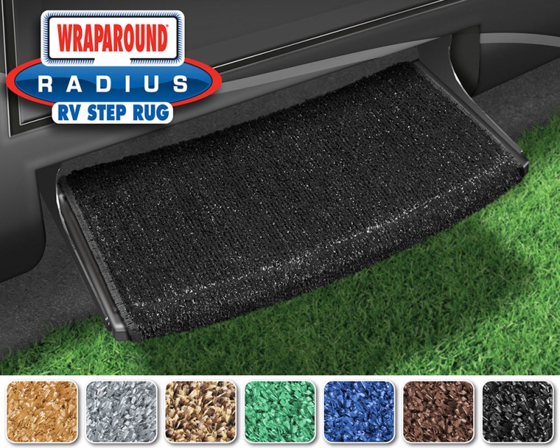 22" WRAPAROUND RADIUS RV STEP RUG - BLACK